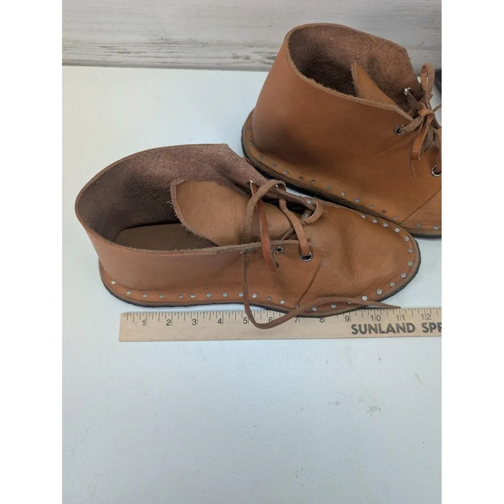 Handmade Leather Chukka Boots Mens 9.5 Brown Vintage‎ Motorcycle Sole